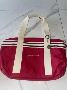 Tommy Hilfiger Crimson Canvas Purse“going to get iced coffee and do errands”